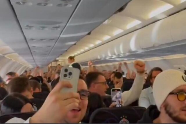 Grobari grmeli u avionu sa igračima na putu za Monako (Video)